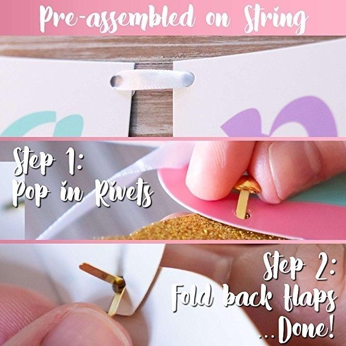 1 Set Cute DIY Happy Birthday Banner Party Supplies Decorations With Sparkle  Glitter Baby Shower