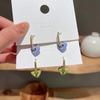 Korean Style Periwinkle Blue & Purple Heart Stud Earrings for Women