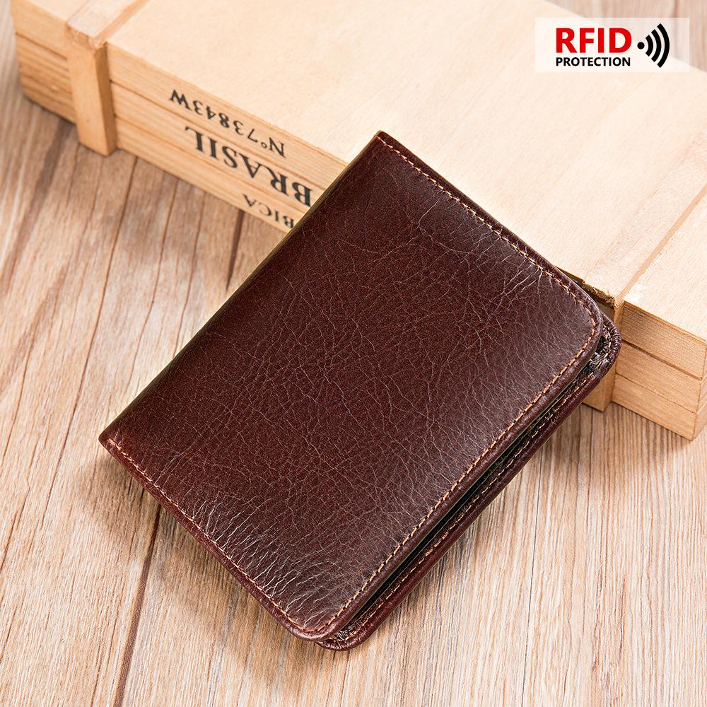 Handmade Genuine Leather Men's Wallet: Short Retro Card Holder & Coin Purse, Multi-Card Layer, Anti-Magnetic Cowhide Bag