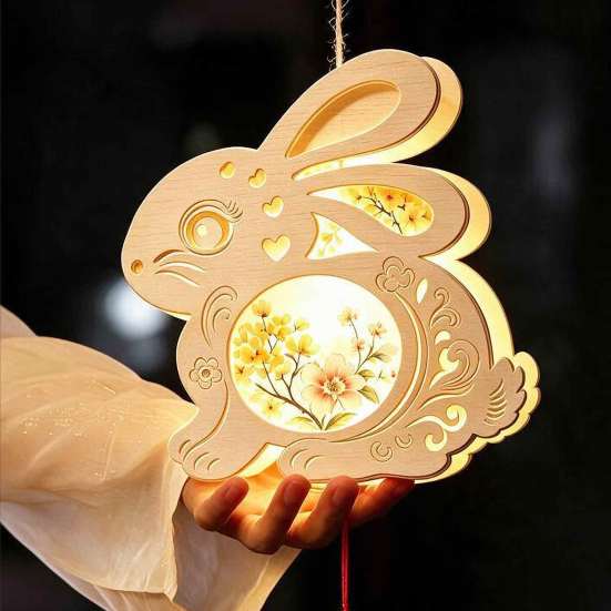 Decorative Tassel Lanterns DIY Chinese Ancient Style Lantern Kit, Light Up Handheld with LED String & Festival Gift for Children Tassel, Rabbit