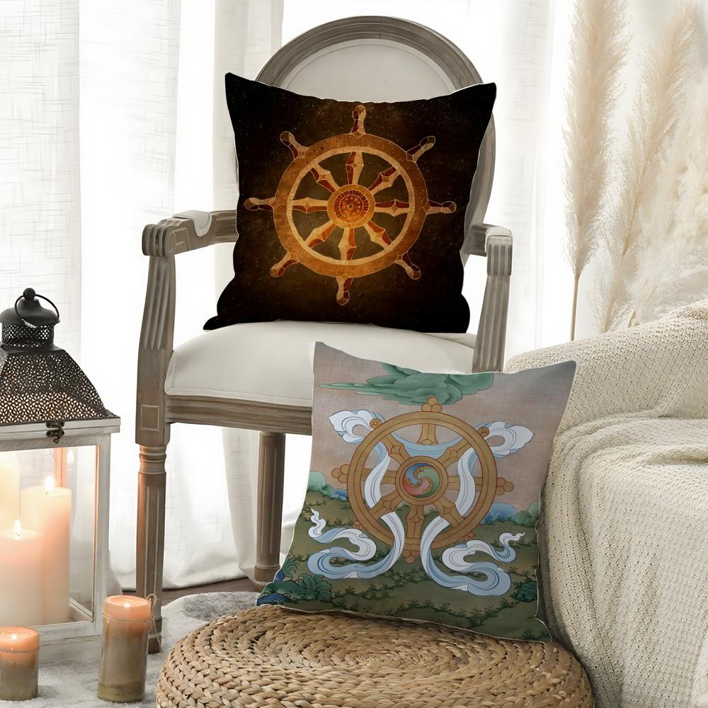 Buddhist Six Paths Of Reincarnation Cushion Cover Silky Elegant Comfort Sofa Bed Invisible Zipper Beach Pillowcase