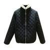 2024 Fall/Winter Women's Lambskin Cotton Coat - Stand-up Collar, Casual Loose Fit, Warm and Stylish Diamond Check Design.