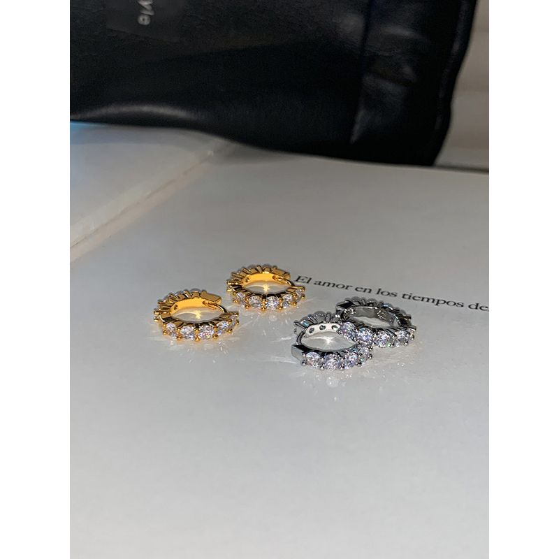 European and American Super Shiny Exquisite Small Gold and Silver Zircon Earrings for Women, Light Luxury Niche 2026 New Style Hoop Earrings