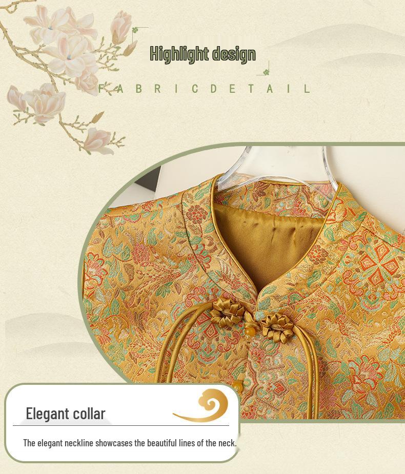 2026 Chinese Brocade Sleeveless Vest: Retro Frog Button Jacquard Top for Middle-Aged and Elderly Women