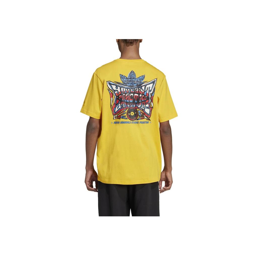 Adidas Originals Training Supply Logo Print Loose Fit Crew Neck Short Sleeve T-Shirt Men Tops Yellow IZ2572
