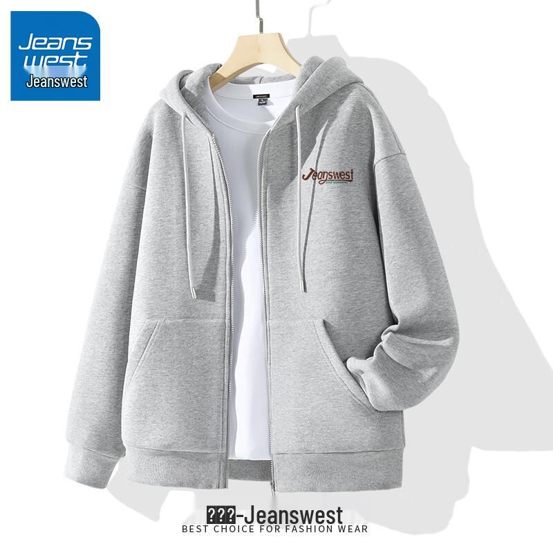 Jeanswest Men's Heavy Cotton Graphic Zip-Up Hoodie