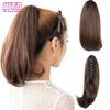 Short Straight Claw On Ponytail for Women Synthetic Straight Ponytail Hairpiece Brown Blonde Hairstyle