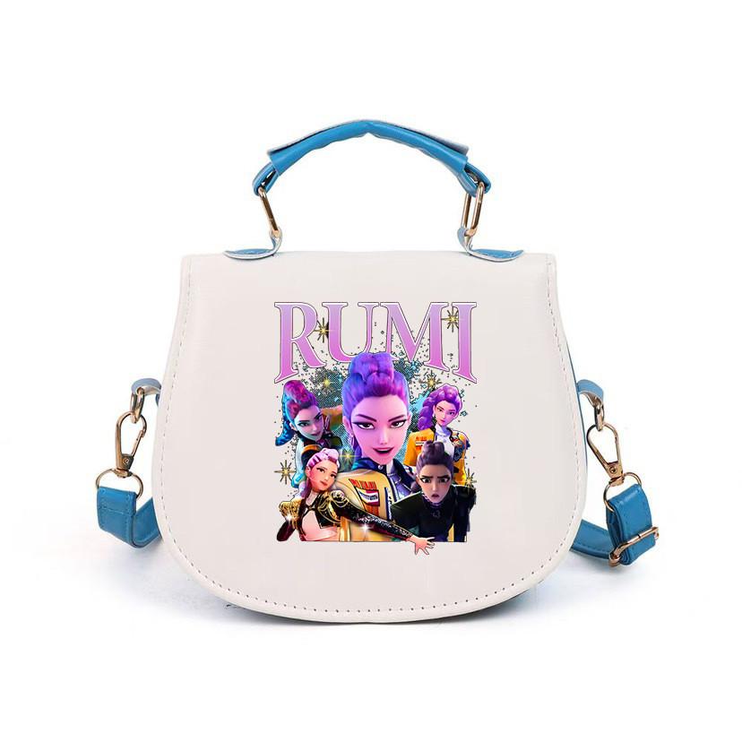 Kids Girls Kpop Rumi Zoey Mira Printed Student Lightweight Crossbody Bag Casual PU Shoulder Bags