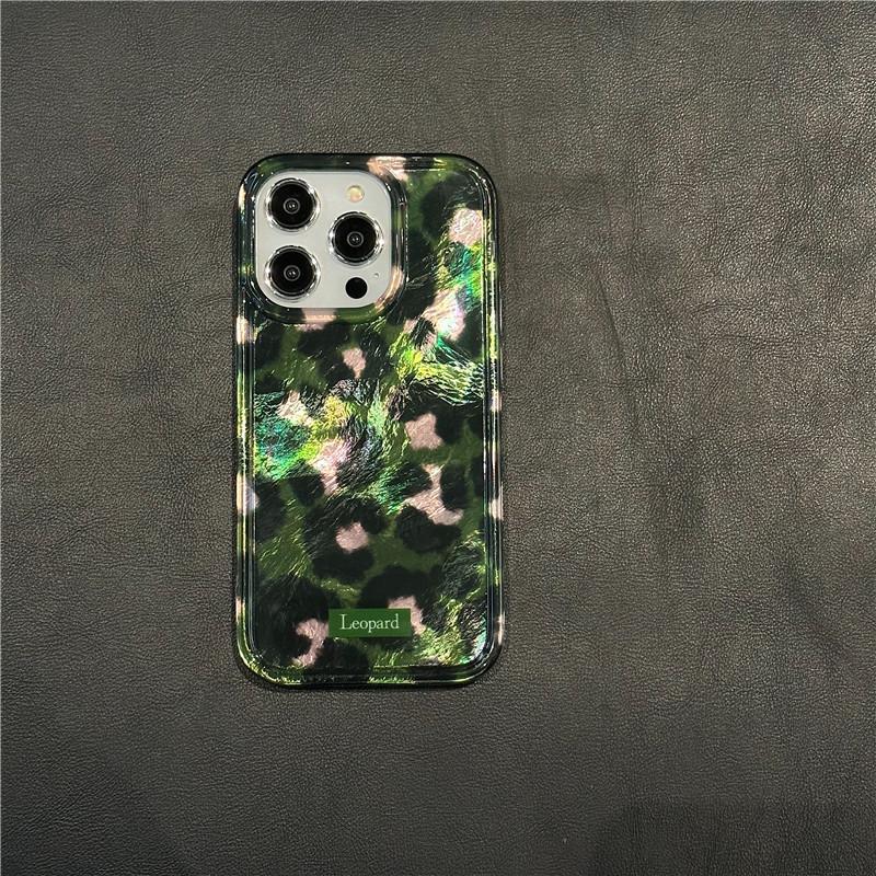 

Чехол для мобильного телефона Apple 16 15promax Премиум с люминесцентным принтом леопарда красного и зеленого цвета с вихрем и большим отверстием Apple 17PROMAX