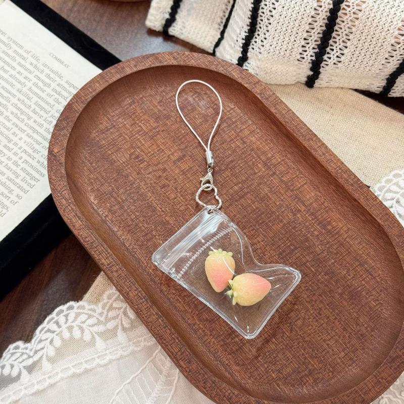 1Pcs Cute Fruit Charm Phone Accessory Attractive Strawberry Pendant Phone Adornment Keychain Accessory For Lovers