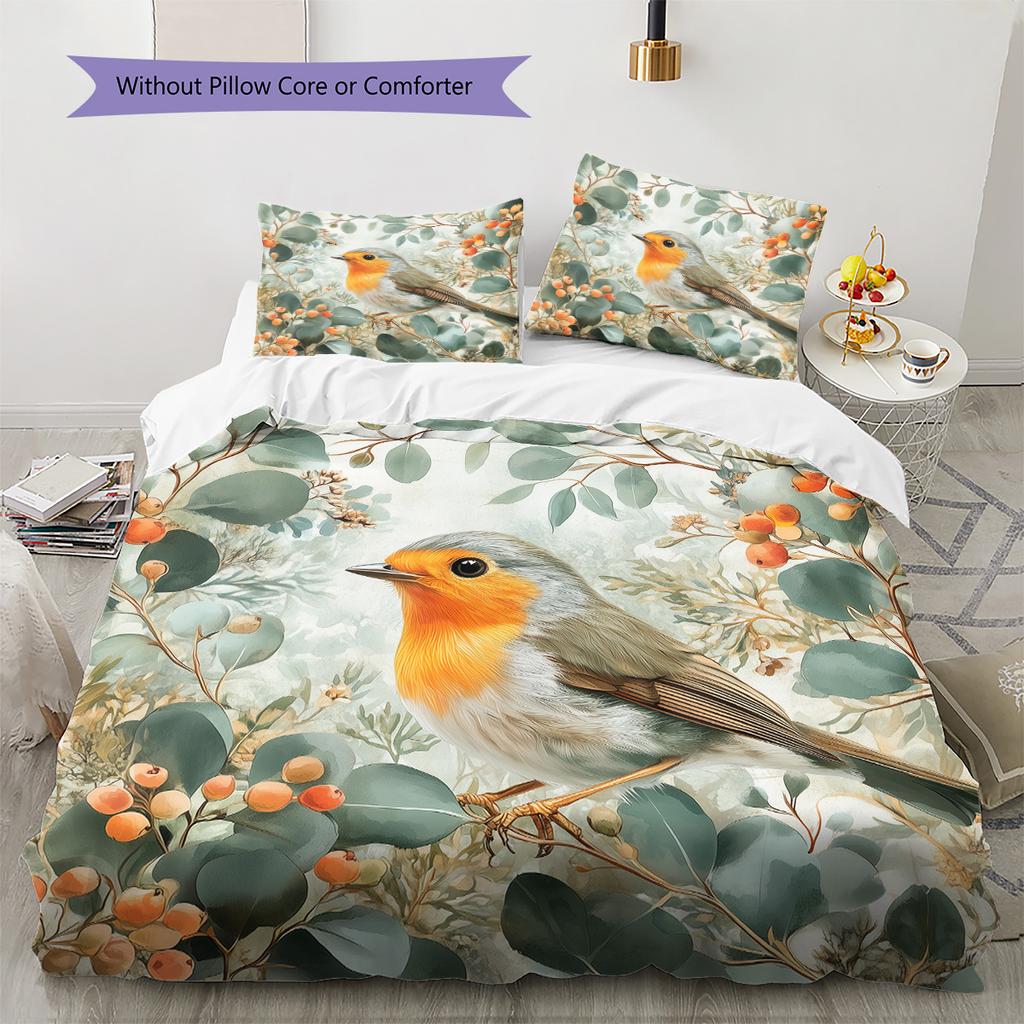 Branch Bird  Pattern Bedding Quilt Set  Home Decoration  Gift (1 * duvet cover + 2 * pillowcase, without core)