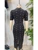 Waist-Cinching Slimming Dress: Women's European & American Style, Sexy Lace Patchwork, V-Neck Print