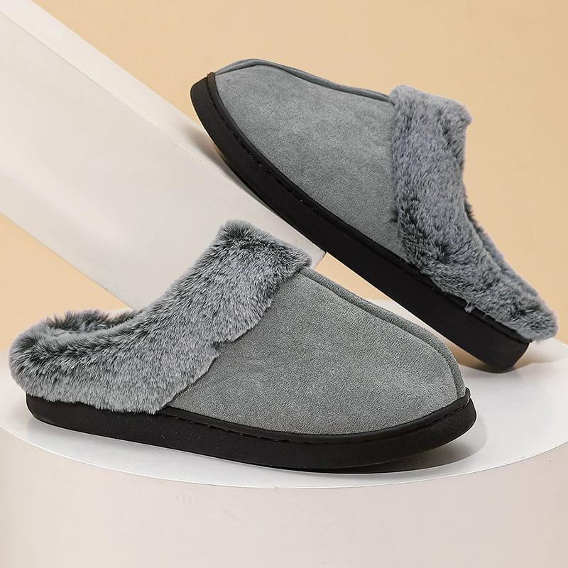 

Модные домашние хлопковые тапочки из искусственной замши для женщин 2025 Зима Нескользящие Тапочки-слайды Плюшевые Тапочки Женские Меховые Теплые Хлопковые Слайды Женские 36-37