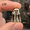 Niche Trendy Desk Accessory Halloween Ghost Brass Figurine, Funny Middle Finger Ornament for Compact Display Cabinet Table Shelf Mantel Home