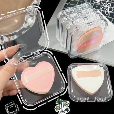 Clear Storage Box for Makeup Jewelry Organizer Portable Nail Tips Organizer for Earrings Puff Air Cushion Travel Square Case