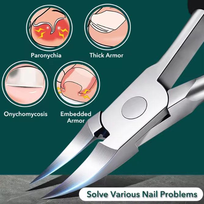 Professional-Grade Stainless Steel Toe Nail Clipper with Ergonomic Handle for Ingrown and Thick Toenails