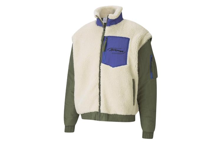 PUMA X ATTEMPT RAD/CAL Velvet Jackets Men s Army Green Stand Collar Moderate 598257-75 XS