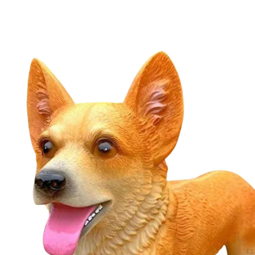 Hundestatue Gartendekor Realistisch Sammlerstück Niedliche Welpenfigur Rasenornament für Terrasse Außen