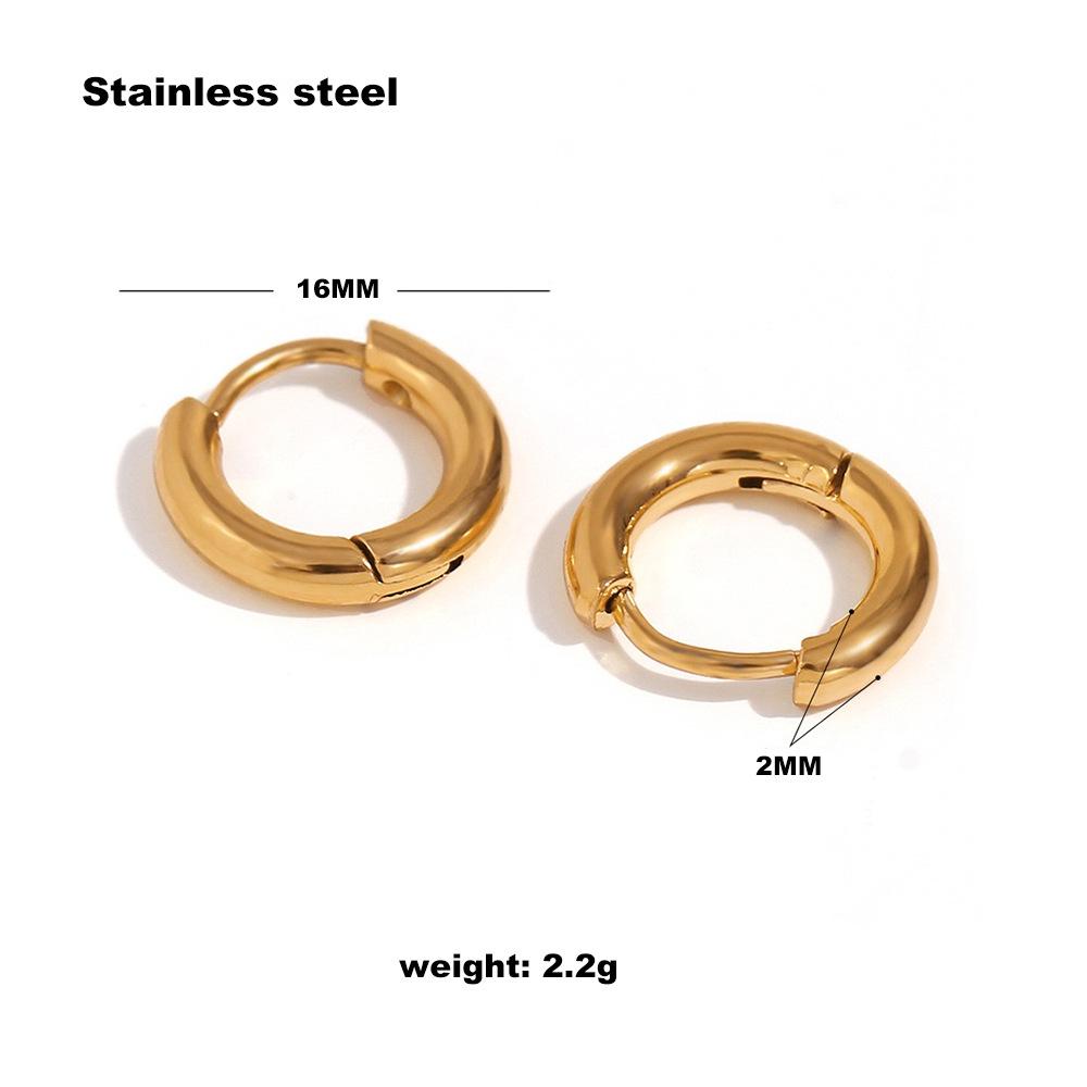 Unisex European Stainless Steel Hoop Earrings with Titanium Ear Studs