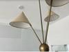3 Light Fabric Shades Pendant Mid Century Modern Raw Brass Sputnik Chandelier Light Fixture