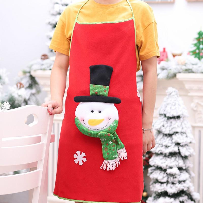 New Christmas Decorations Adult Christmas Costumes Cartoon Elderly Snowman Apron Service Student High-end Apron