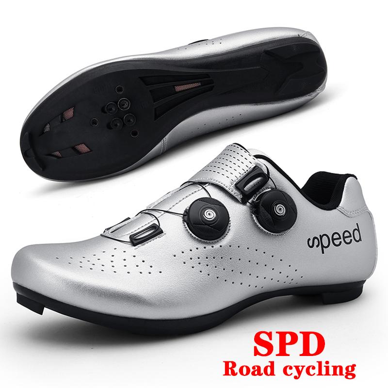 

Cycling Shoes Men s Road Bike Racing Competition Shoes Self-Locking SPD Cycling Racing Sports Shoes Women Cleats Cycling Shoes 37 серебряный