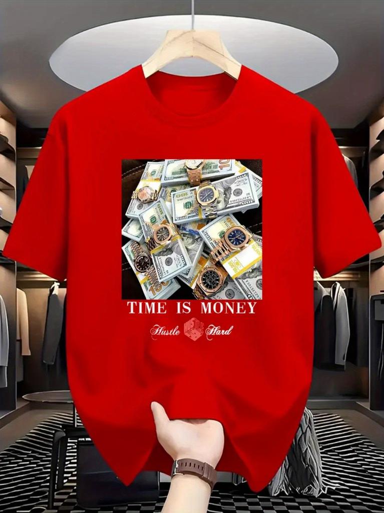 UnisexS Time Is Money Graphic Tee 100 Cotton TShirt Unisex Clothing Everyday TShirt Gift for Friends Parents Classmates Novel