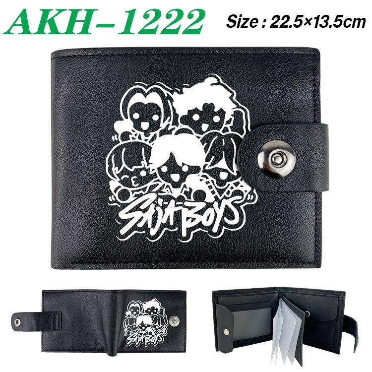 K-Pop Demon Hunters Wallet Black Soft Leather Snap Closure with Zipper Coin Pocket 1pcs