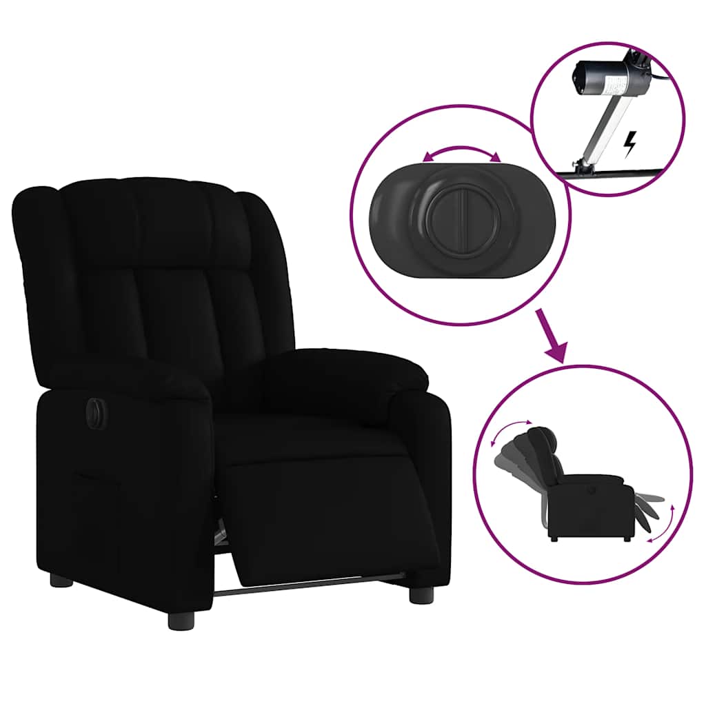 Vidaxl Electric Recliner Armchair, Black, Upholstered with Faux Leather