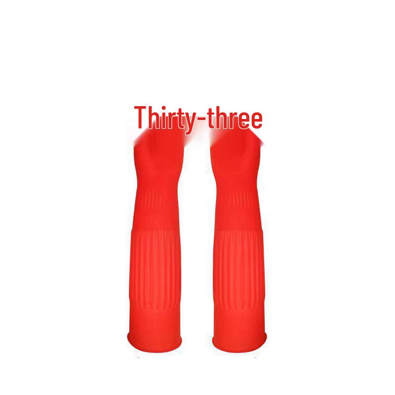 Extra Long Fleece-Lined Latex Dishwashing Gloves - Durable, Thickened Rubber for Household Cleaning