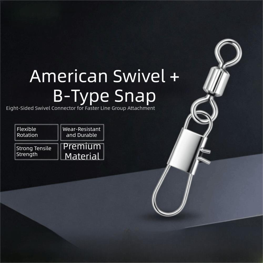 50pcs Stainless Steel Fishhook Lure Connector Steel Fish Interlock Snap Fishing Swivel  Fishing