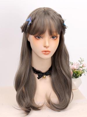 Sintetinis perukas Lolita Long Straight Mėlyna medžio pilka plaukų juosta