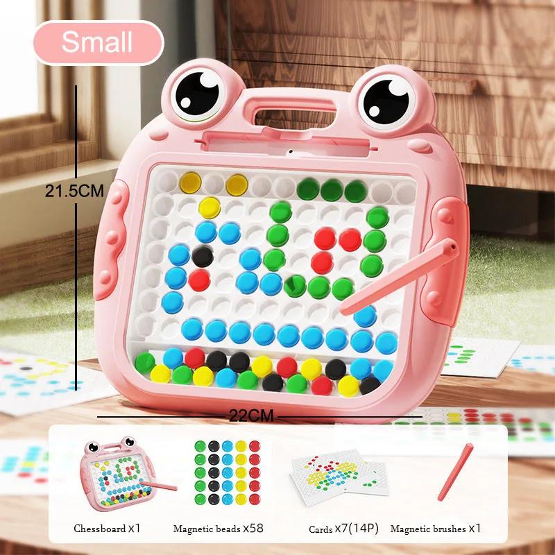 Montessori Dzieci Magnetyczna Tablica do Rysowania Zabawki z Magnetycznymi Kulkami i Pisakiem Słodkie Żabki Duża Tablica do Bazgrania dla Dzieci Zabawka Edukacyjna