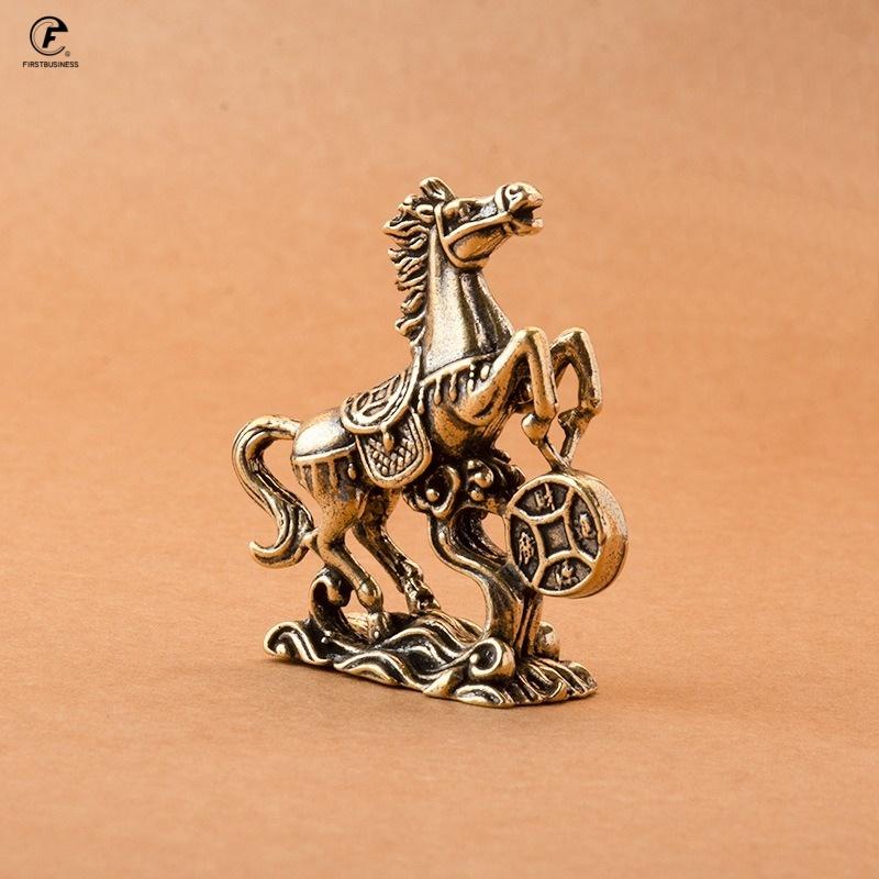 52g Brass Horse Step On Coins Lucky Statue Feng Shui Desk Miniatures Pure Copper Crafts Collections china Home Office Figurines