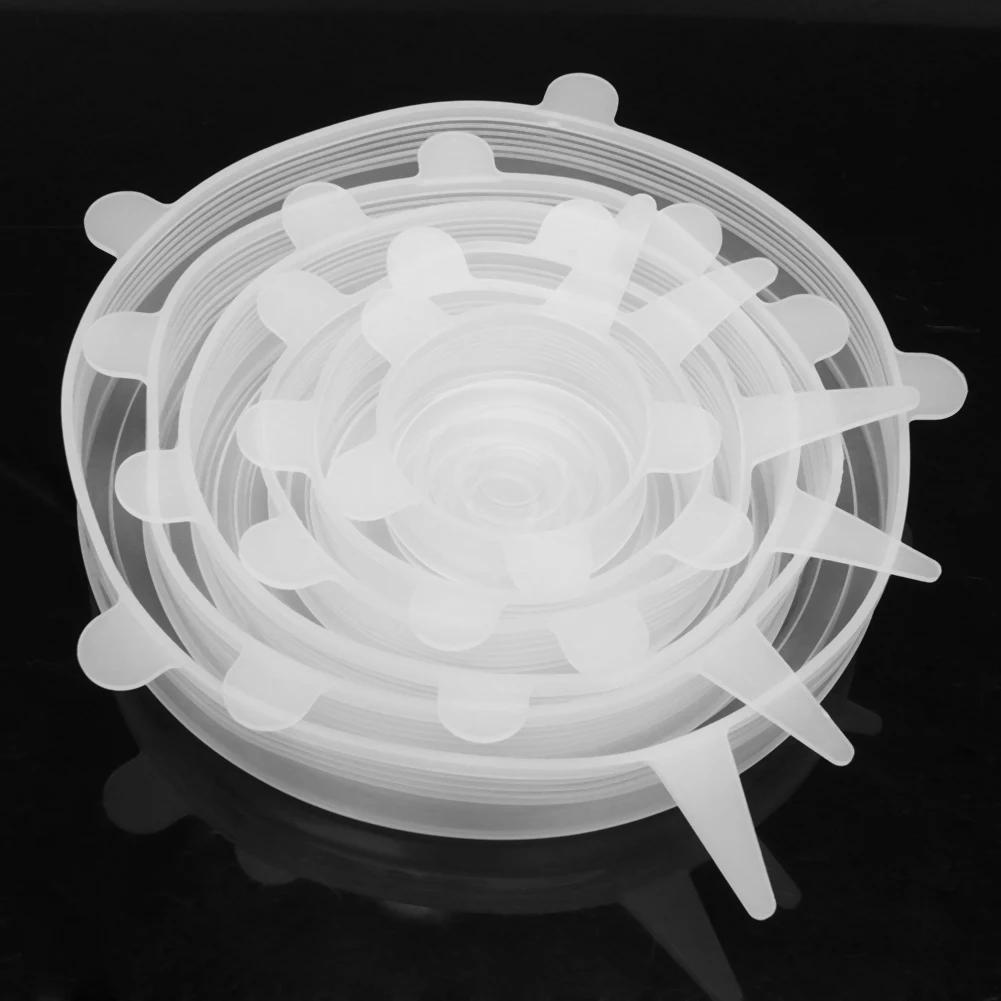 1-10Pcs Silicone Cover Stretch Lids Reusable Food Wrap Covers Keeping Fresh Seal Bowl Stretch Wrap Cover Kitchen Cookware
