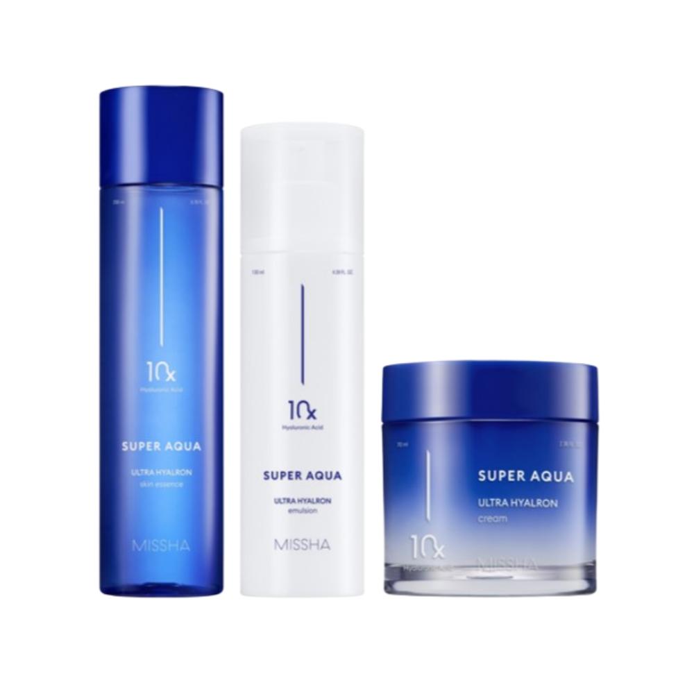 MISSHA Super Aqua Ultra Hyalron Skin Essence 200ml + Emulsion 130ml + Cream 70ml Set