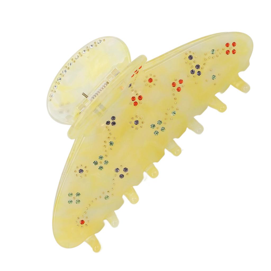Retro Rhinestones Hair Claw Clip Women Girls Yellow Fashionable Strong Hold Jaw Clip for Thin Thick Curly Hair