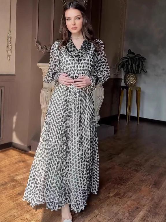 2025 European-American Summer Print Slim Waist Belted Shirt Dress for Women