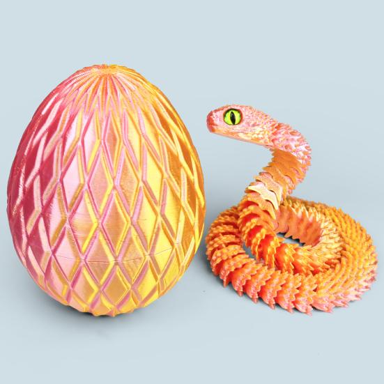 Ovo de Cobra com Cobra Impressa em 3D Dentro Juntas Móveis Estatueta de Cobra Cobra Articulada Brinquedo Fidget de Mesa Decoração Ornamento