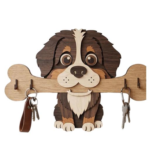 Colgador de llaves, Montado en la pared, Diseño sin perforaciones, con Gancho de almacenamiento con forma de perro de dibujos animados, Portallaves resistente, a prueba de humedad, que ahorra espacio, para el hogar, la cocina