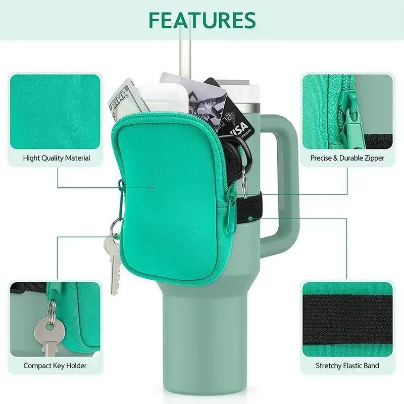 Water Bottle Pouch for Stanely Quencher Adventure 40oz Gym Tumbler Cup Accessorie S for Women Storage Sleeve Pocket  for Walking