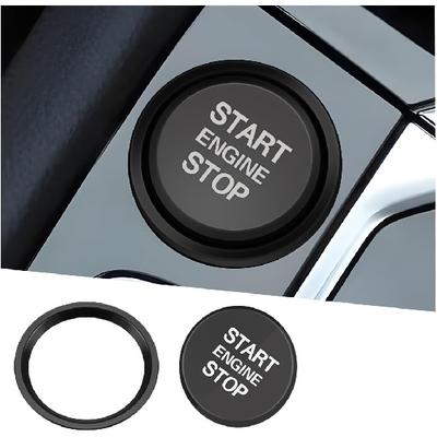 Mandark Car Engine Start Stop Push Botton Cover, Alumninum Vehicle Key Ignition Switch Knob Protector with Metal Ring Decal, Auto Decor Accessories