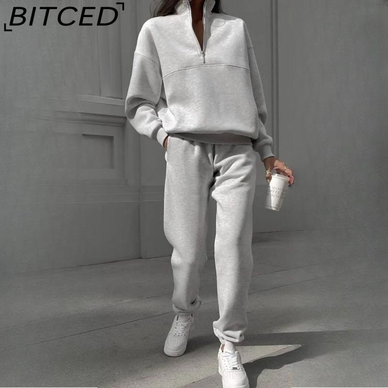 BITCED Women's Versatile Casual Fashion Thickened Long-Sleeved Hoodie and Trousers Two-Piece Set