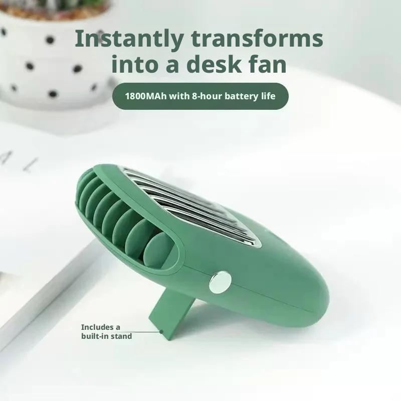 Hanging Neck Mini Fan Hands-free Silent Small Cooling Fan Adjustable Wind Speed Lightweight Personal Fan For Student Office