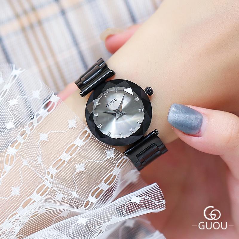 Zarif Moda Küçük Kadranlı Yapay Elmas Saat Silah Çerçevesi Çelik Kayış Saat Kuvars Saat Su Geçirmez Kadın