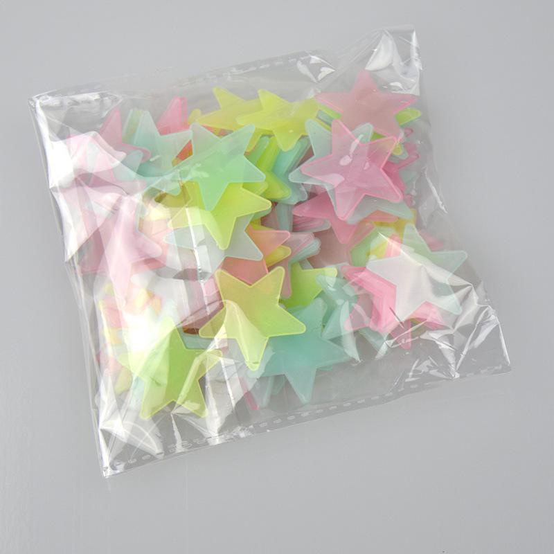 

3D светящиеся наклейки со звездами: Флуоресцентные самоклеящиеся украшения для спальни, 3 см звезды