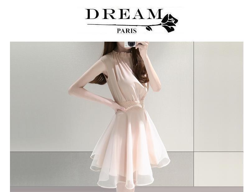 Robe Midi Chiffon Style Coréen Fausse Deux Pièces Été 2026 pour Femmes