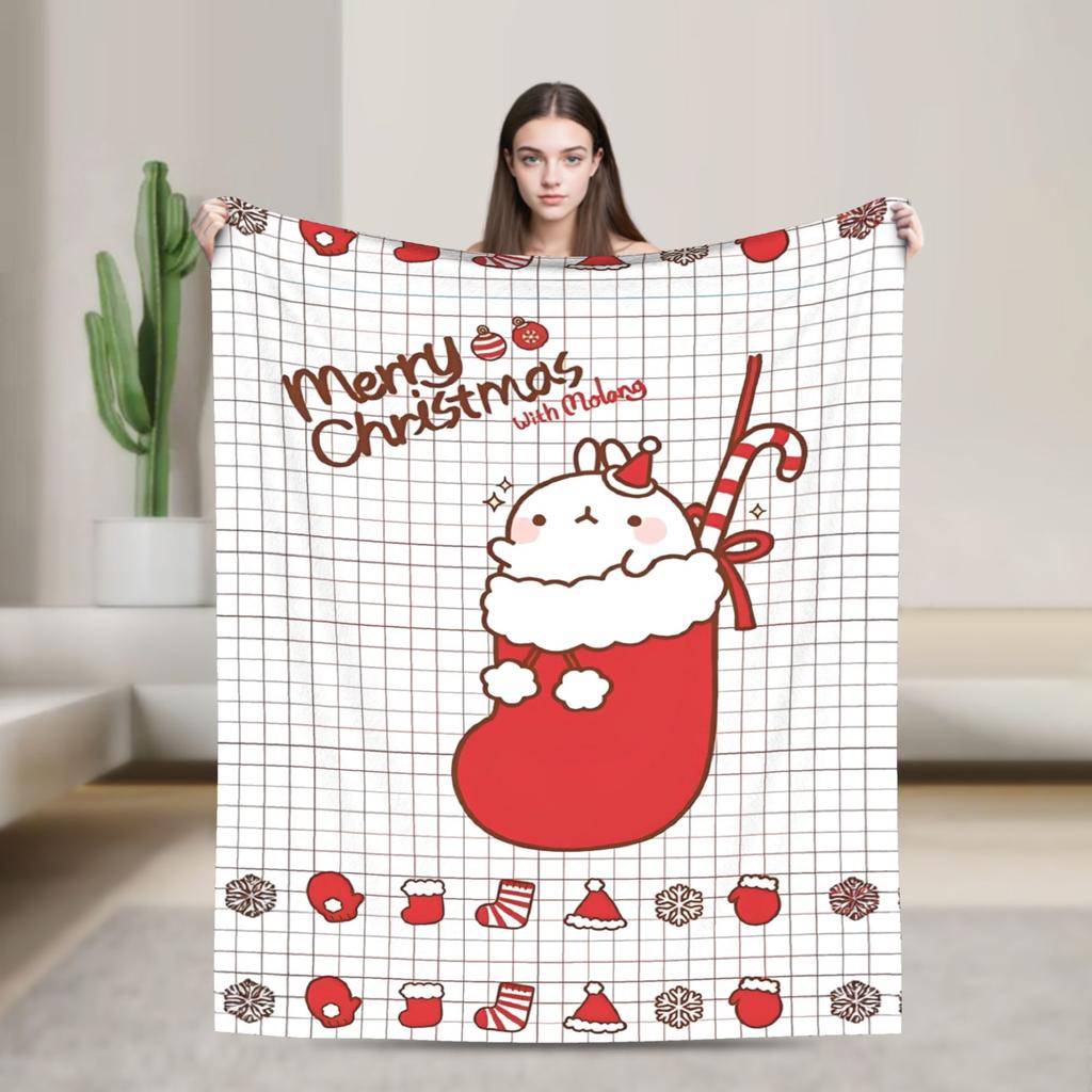 Cute Anime M-Molangs Blankets Coral Fleece Plush Winter Breathable Ultra-Soft Throw Blankets for Sofa Outdoor Bedding Throws