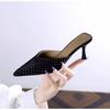 Fashion Luxury Woman Sandal Sexy Rhinestones Mesh Pointed Toe Slingback Brand Elegant Party High Heels Shoes for Lady Summer Footwear
