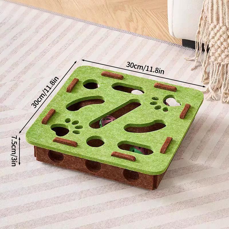 Interactive Cat Toys with Maze Tunnel Durable Felt Cat Puzzle Digging Toy for Indoor Exercise Toy with Bell Ball Pet Supplies